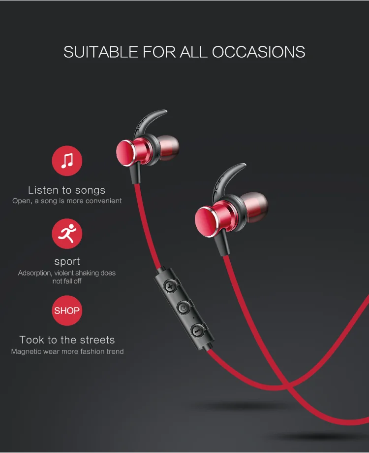 Bluetooth наушники водонепроницаемые, Беспроводные спортивные наушники Hi-Fi бас стерео наушники шумоподавление Гарнитура для тренировки бег