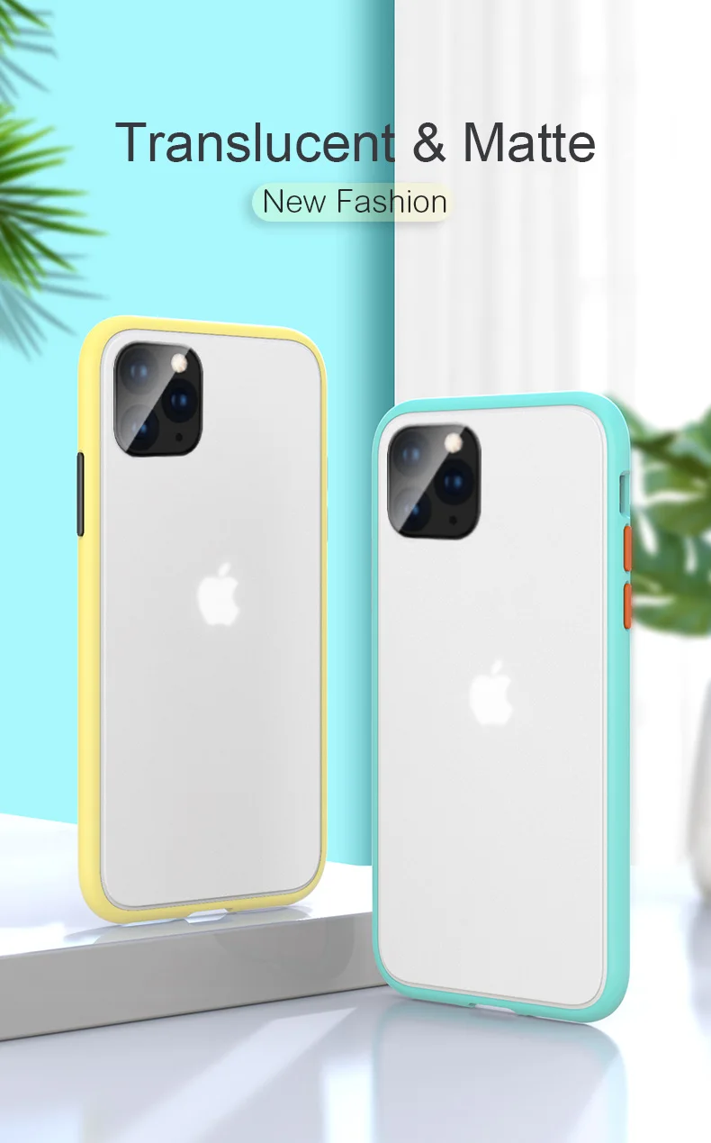 Полупрозрачный матовый чехол для iphone 11 Pro Max, силиконовый бронированный цветной Твердый чехол для iphone 7 8 plus x xs, чехлы для Max XR coque