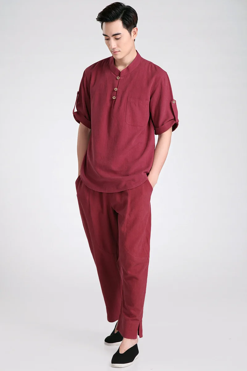 Chinese-style Chinese Style Crepe Linen Pants 2608-5 Flax Pants Harem Pants/Set