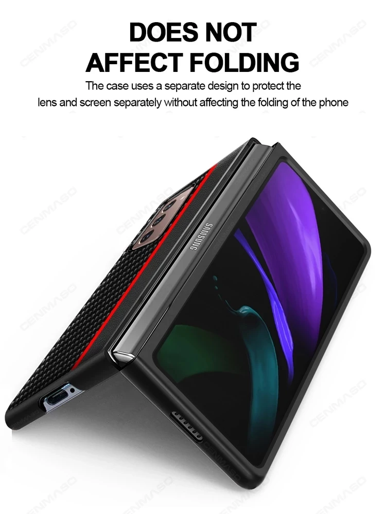 US $279.00 50pc Original Carbon Fiber Texture Leather For Samsung Galaxy Z Fold 2 Case Shockproof Back Cover For Samsung Fold2 5G Case Capa