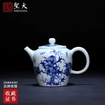 

big ceramic kung fu tea pot teapot manual teapot hand-painted jingdezhen blue and white red peach teapot tea by hand