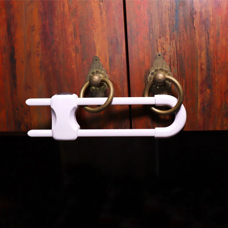Baby Safety Locks Double Handle Cabinet Cupboard Lock Kids Plastic Infant Protection chilld lock