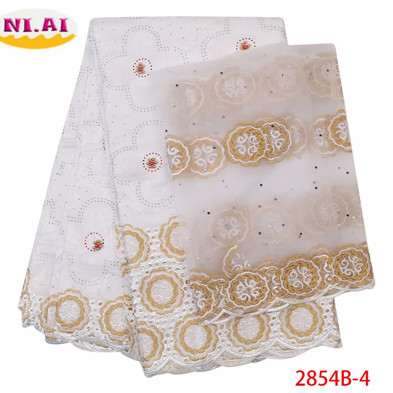 NIAI 5+ 2 ярдов Белый Базен Riche бисерная кружевная ткань высокого качества Женская и мужская повседневная одежда кружевной материал ткань XY2854B-4