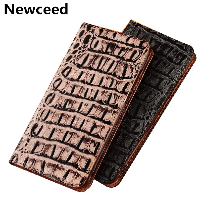  Crocodile Pattern Genuine Leather Flip Phone Case Card Slot Holder For Apple iPhone 8 Plus Case For