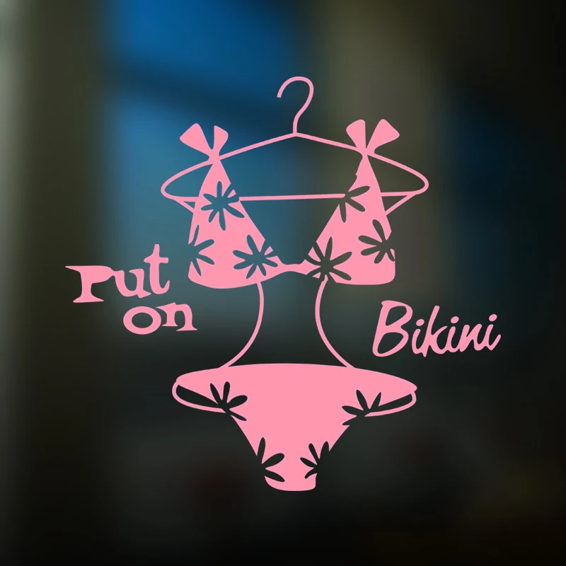 DCTAL Bikini Underwear Bra Clothing Store Decal Sexy Lady Girls Glass Wall Sticker Clothing Store Decal Cloakroom Showcase Decor