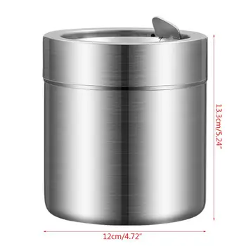 

Stainless Steel Desktop Mini Trash Bin Table Waste Garbage Can With Swing Lid Cover For Kitchen Office X7YD