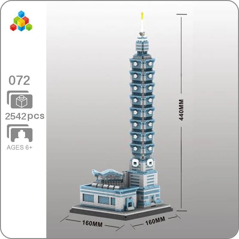YZ 072 World Architecture Taipei 101 Building Financial Center 3D Model DIY Mini Building Diamond Blocks Toy for Children no Box photo