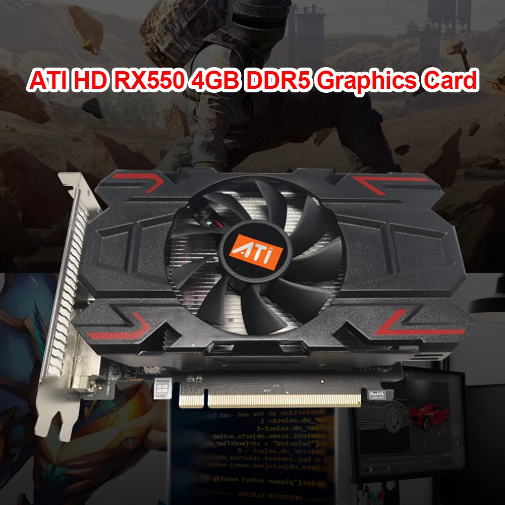 best graphics card for gaming pc Graphics Card Original ATI RX550 4GB DDR5 128bit Computer Gaming Graphic Cards with Cooling Fan Game Video Card GPU PUBG Game latest gpu for pc