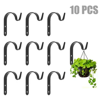 

10pcs Black Iron Wall Light Hook Bracket Durable Wind Chimes Garden Hanging Basket Lantern Plants Hanging Hooks 71 x 40 x 9mm