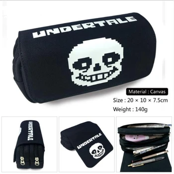 

Students pencil case zipper double canvas bag multi-function bag