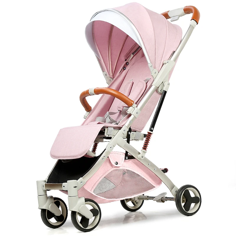 

Ultralight Baby Stroller High Landscape Four-wheeled Trolley Lightweight Baby Carrier Portable Travel Pram Hot Mom Pink Stroller