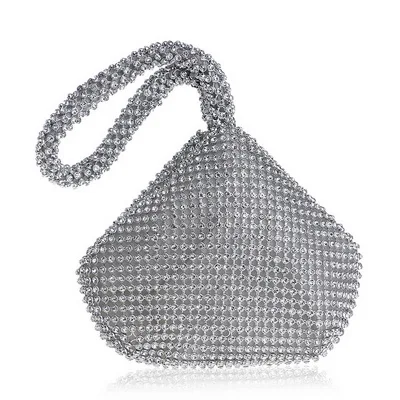 SEKUSA Soft Beaded Women Evening Bags Cover Open Style Lady Wedding Bridalmaid Handbags Purse Bag For New Year Gift Clutch YM1217silver