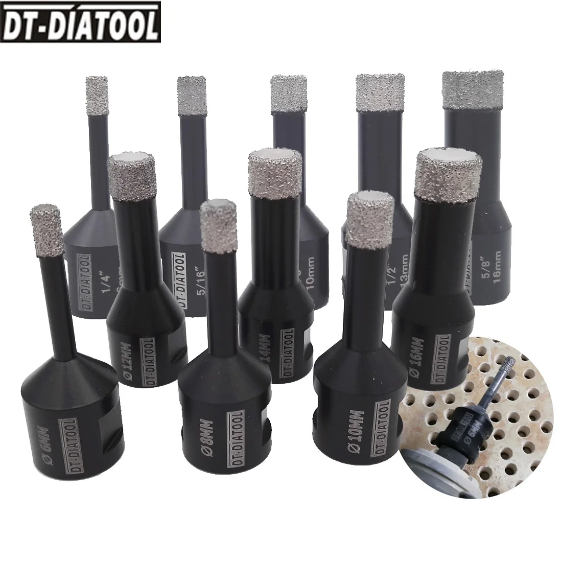 DT-DIATOOL 2pcs Diamond Dry Hole Saw Drilling Core Bits with M14 Thread Drill Bits for Porcelain Tile Ceremic Marble dt diatool diamond drilling bits 58 thread for tile porcelain granite marble ceramic core holes saw bits milling bits