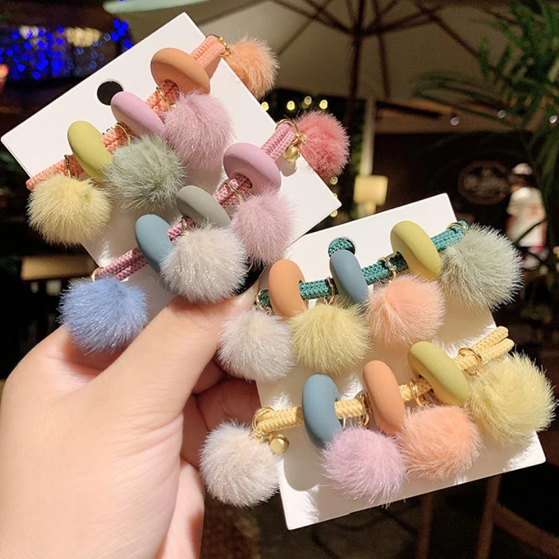 Autumn and Winter New Plush Double High Elastic Hair Band Simple Candy Color Headbands Scrunchie Ponytail Holder Headwear Female