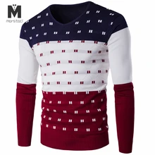 5 цветов, полосатый мужской свитер, теплый, длинный рукав, v-образный вырез, зимняя одежда для мужчин, модный, облегающий, с принтом, пуловер, свитер
