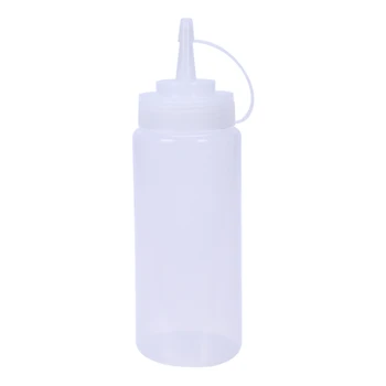 

1X Clear White Plastic Squeeze Sauce Ketchup Cruet Oil Bottles 16OZ