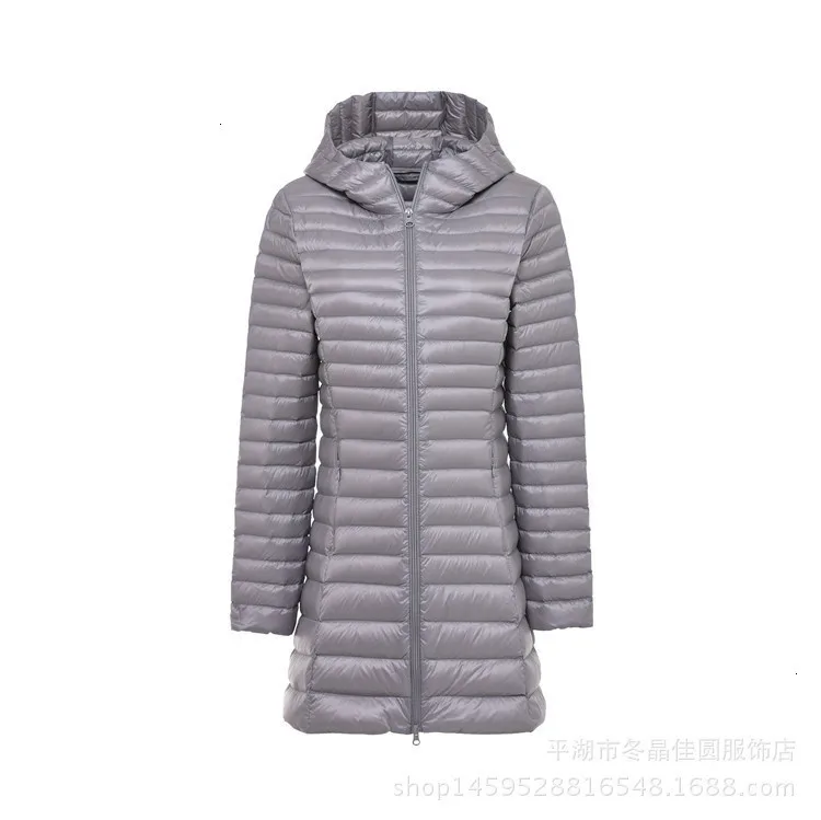 4XL длинная парка на утином пуху, теплая пуховая куртка для женщин, зимнее пальто большого размера, пуховое пальто, ультра-светильник, пальто с капюшоном, верхняя одежда, шапка - Цвет: gray