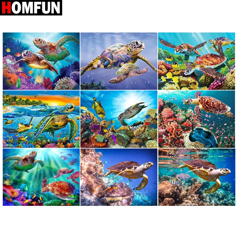 HOMFUN 3D алмазов картина &quotморская черепаха анемоны&quot Сделай Сам Полный Стразы