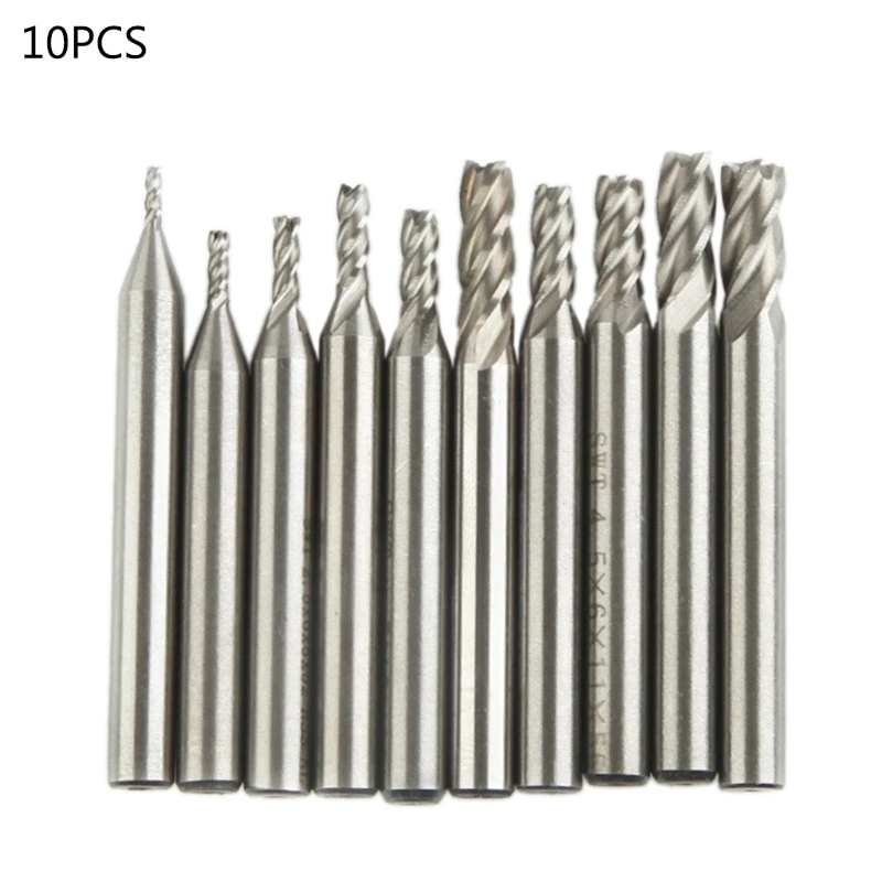 

10 Pcs Electric Milling Carving Cutter Solid Carbide Woodworking Router Bit Drawer Mortise End Mill Wood Tool Trimming