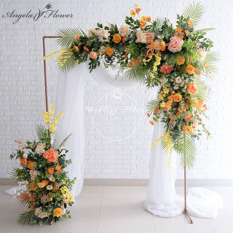 オレンジの結婚式のアーチの花 偽物の花 結婚式のシーンのための装飾的なアクセサリー Aliexpress ホーム ガーデン