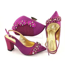 Doershow fashion lady Shoes and Bag Set italia magent Color scarpe italiane con Set di borse abbinate decorate con strass! HYD1-67