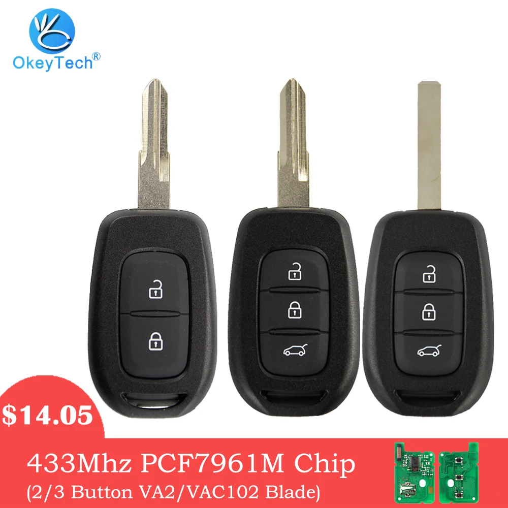 Дистанционный ключ OkeyTech для Renault Megane 2 Captur Duster Clio модус Логан 2/3 Кнопка 4A PCF7961M чип для ключей карта для программиста