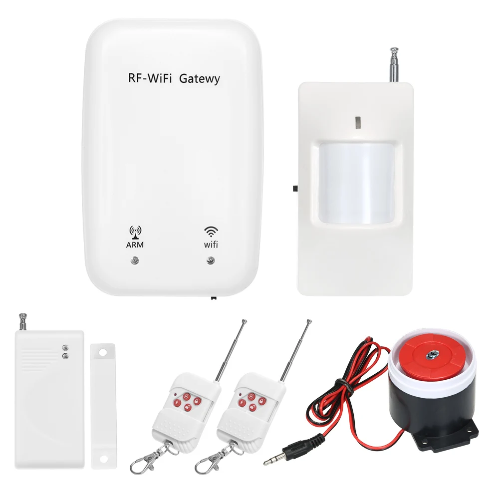 

RF WIFI Gateway Smart Alarm System Door Sensor PIR Motion Sensor Phone APP Remote Control Smart Home Security Alarm System