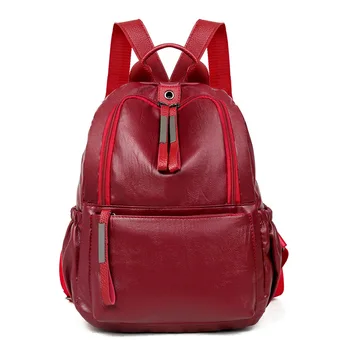 

2020 New Style Pu Soft Leather Backpack Multi-functional Versatile Large-Volume Casual Backpack Lightweight Schoolbag