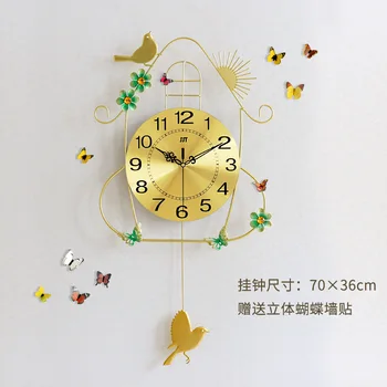 

Creative Living Room Wall Clock Pastoral Style Decoration Clock European Style Art Quartz Clock Wall Clock Night Light