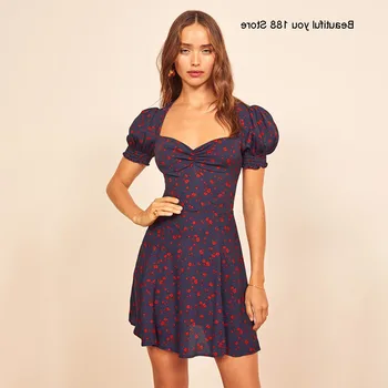 

small floral ref bubble sleeve high waist dress small girl mini skirt