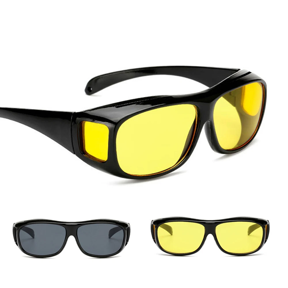 

2 Pcs Outdoor Sports Riding Night Vision Glasses Yellow Brightened Driver Wind and Radiation Goggles UV400 Lens