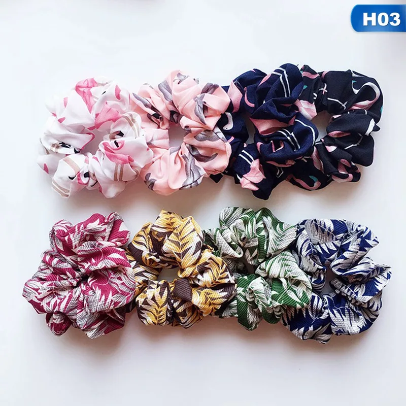 8pcs 8/18 шт. Для женщин эластичные веревочные обручи для волос кольцо резинка для волос для хвоста держатель Фламинго лентой в полоску в стиле Харадзюку с цветочным принтом головные уборы для девушек - Цвет: 8pcs