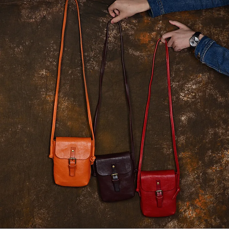 

Autumn & Winter New Style WOMEN'S Leather Bags Full-grain Leather Shoulder Mini Messenger Bag Retro Handmade Literature And Art