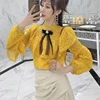 Ruffle Lace 2022 New Spring Blouse Shirts Women's Tops Long Sleeve Bow Vintage shirt Women's Elegant Top Fashion Shirt 559B ► Photo 3/6