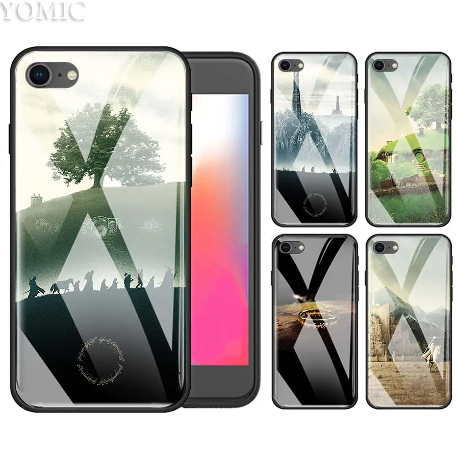 

LORD OF THE RINGS Case for iPhone XS Max XR X 7 7S 8 6 6S Plus Black TPU Bags + Tempered Glass Phone Cover Housing Hull