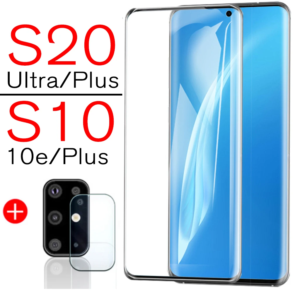 

s20 ultra glass for samsung s 20 plus screen protector galaxy s10 10 10e s20+ 10s 20s with camera lens 2in1 3d protective film