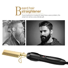 Горячая Расческа для влажных и сухих волос, щипцы для завивки волос, выпрямитель, расческа, экологически чистый титановый сплав, тепловая щетка для бороды