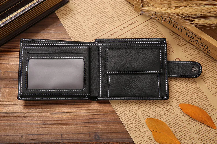 Мужской кошелек из натуральной кожи премиум-класса, настоящие воловьи бумажники для мужчин, короткие черные бумажники, Portefeuille мужские кошельки