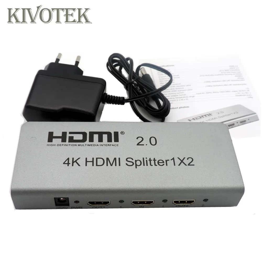 1X2 4K Переходник HDMI разветвитель 1-In 2-Out, 4 K/60Hz 3D HDMI2.0, HDCP2.2, 8 способов управления EDID для CCTV HDTV HD плеер