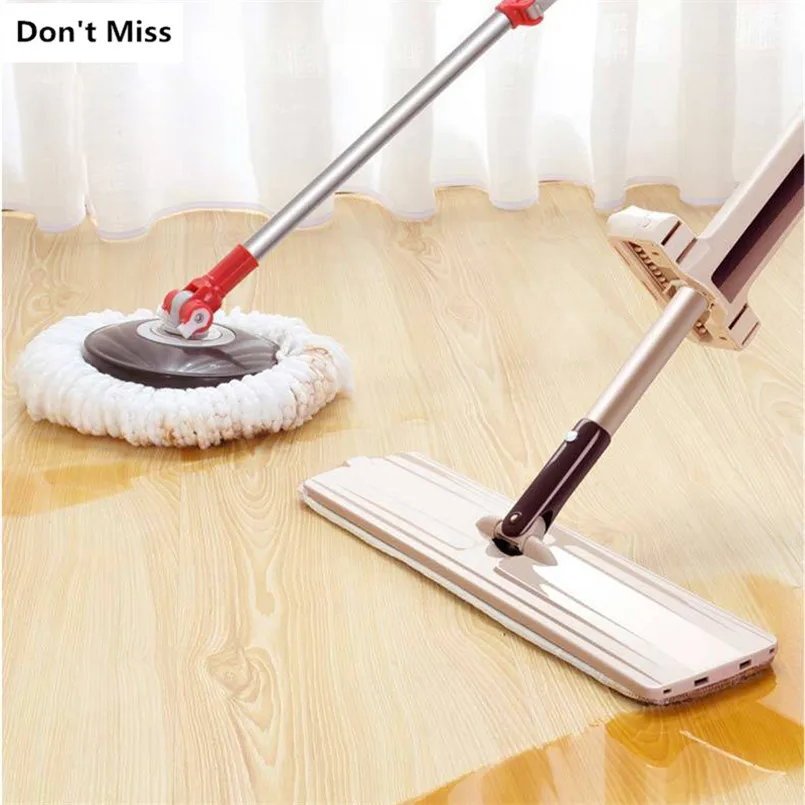 Hand Wash Free Spin Mop Rectangle Flat Mops Rotatable Aluminum Handle