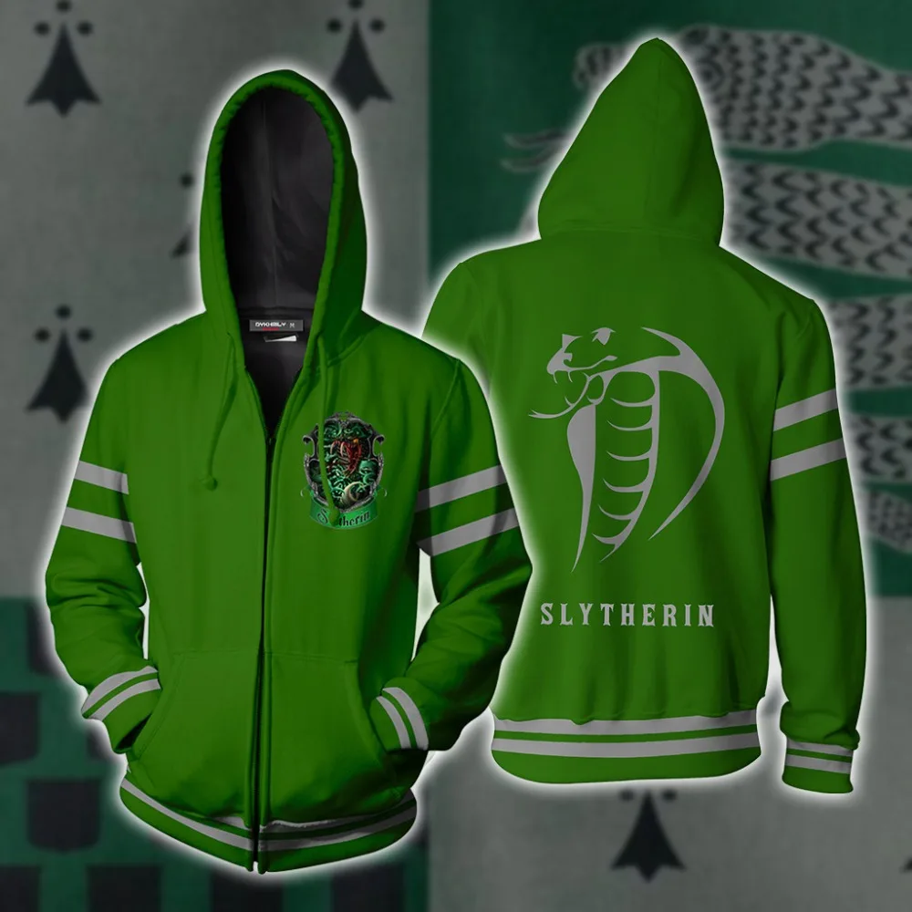 Movie Wizardry Ravenclaw Gryffindor Hufflepuff Slyt, толстовка для косплея, для мужчин и женщин, модные толстовки с капюшоном, костюмы, топы, худи на молнии