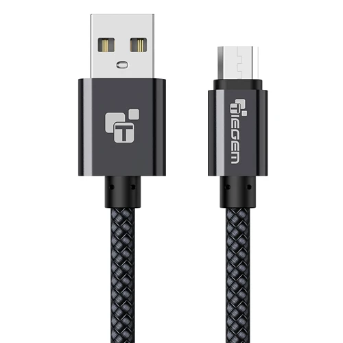 TIEGEM Micro USB кабель 2A нейлоновый кабель для быстрой зарядки USB кабель для передачи данных для samsung Xiaomi LG sony Android мобильный телефон usb зарядный шнур - Цвет: Black