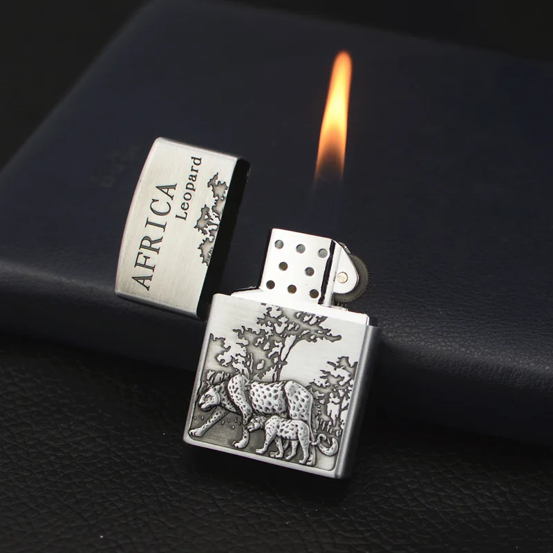 

Embossed Leopard Free Fire Lighter Grinding Wheel Torch Turbo Flint Gas Lighter Butane Cigar Cigarette Windproof Lighters