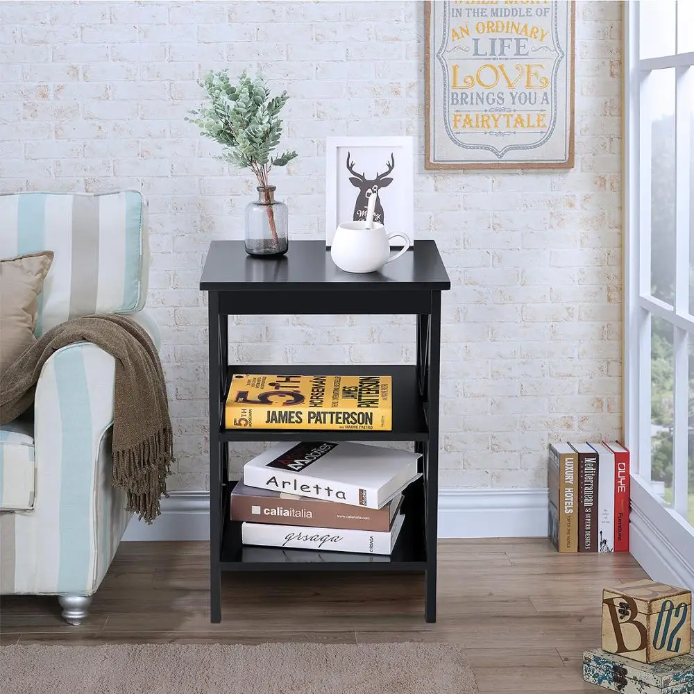 

End Table Side Table Sofa Side Table Storage Shelves with 3 Tiers Bedside table For Living Room Bedroom Kitchen Any Room