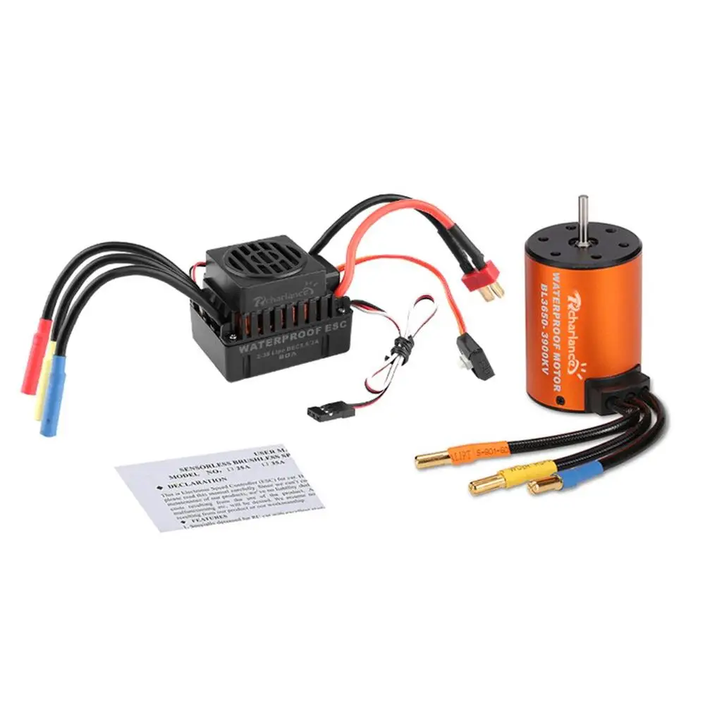 

For Rcharlance 3900KV Motor(5.8V/3A BEC) Brushless Power System Combo Multiple protection features 4 Pole for 1/10 scale RC car