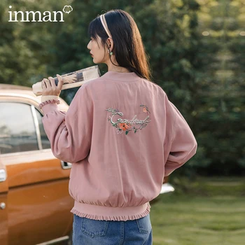 

INMAN 2020 Autumn New Arrival Sport Casual Baseball Collar Bud Sleeve Zip Loose Uniform Jacket