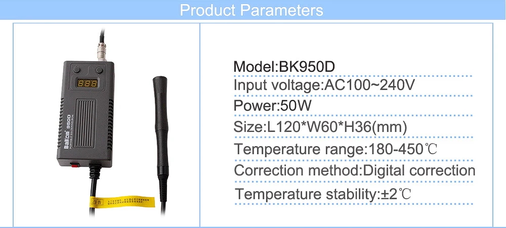 BAKON 950D 50W Portable Electric Soldering Iron T13 Tip Soldering Station Welding Repair Tool Temperature Adjustable Solder Iron