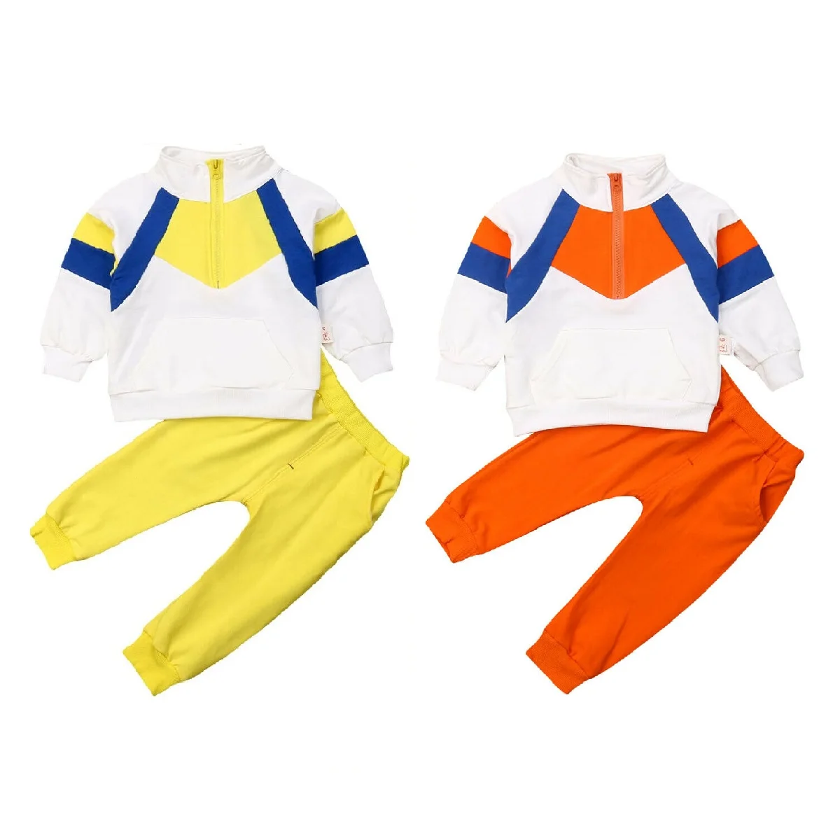 

2019 Baby Kids Patchwork Tops Coat +Pants Boys Girls Baby Sport Outfits Clothes Splicee Sweatshirt Tops+Pants Tracksuit Outfits