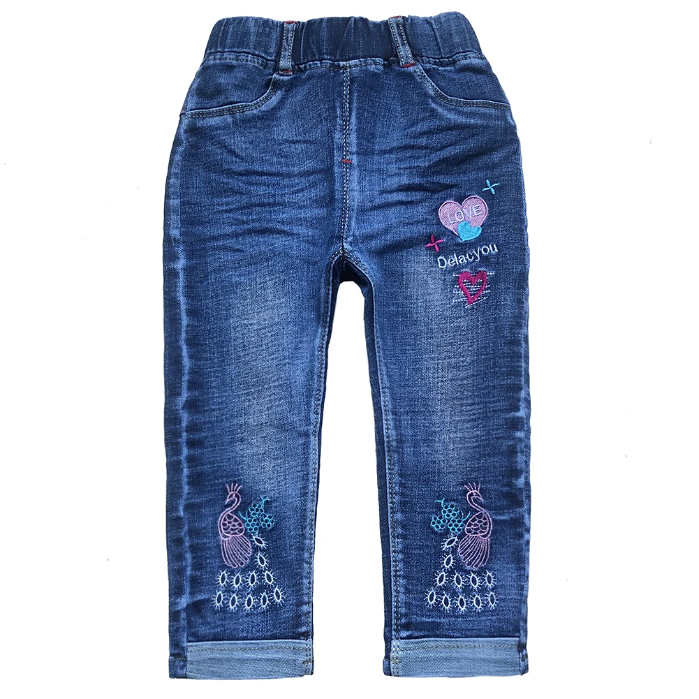 2-6Years Spring Autumn Children Girls Jeans Embroidered Denim Pants Trousers Kids Girl Cowboy Jeans