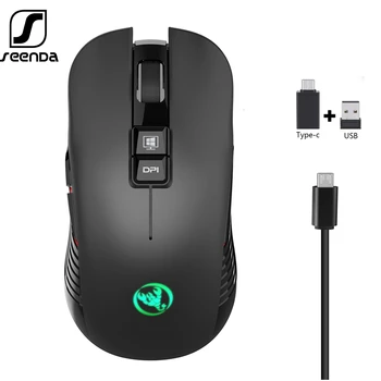 

SeenDa 2.4G USB-C Wireless Mouse Rechargeable Gaming Mouse 3600DPI 7 Button Type-c Mute Mice for Macbook Laptop PC Game Mouse